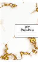2019 Daily Diary: Brown Gold & White Marble Design Cover January 19
