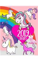 2019 Diary: Weekly and Monthly Unicorn Planner for Girls
