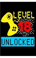 Level 18 Unlocked: Lined Journal Notebook for Gamers, Video Game Lovers, Players