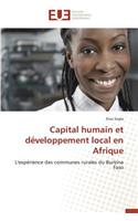 Capital Humain Et Développement Local En Afrique