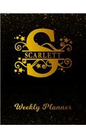 Scarlett Weekly Planner: 2 Year Personalized Letter S Appointment Book January 2019 - December 2020 Black Gold Cover Writing Notebook & Diary Datebook Calendar Schedule Plan