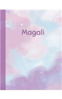 Magali: Personalized Composition Notebook - College Ruled (Lined) Exercise Book for School Notes, Assignments, Homework, Essay Writing. Purple Pink Blue Cov