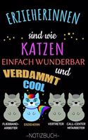 Erzieherinnen sind wie Katzen einfach wunderbar und verdammt cool Fließbandarbeiter Erzieherin Vertreter Call-Center-Mitarbeiter -Notizbuch-