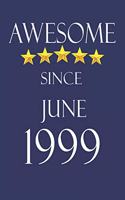Awesome Since June 1999 Notebook Birthday Present: Lined Notebook / Journal Gift, 100 Pages, 6x9, Soft Cover, Matte Finish