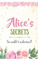 Alice's Secrets personalized name notebook for girls and women