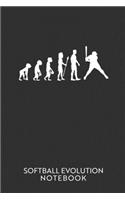 Softball Evolution Notebook: Blank lined journal 100 page 6 x 9 Softball notebook funny retro evolution of man novelty graphic Sports Gifts for him to jot down ideas and notes