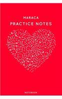 Maraca Practice Notes: Red Heart Shaped Musical Notes Dancing Notebook for Serious Dance Lovers - 6"x9" 100 Pages Journal