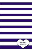 Dot Grid Journal: Small Size 5 x 8 Dot Grid 110 Pages Daily Tracker Personal Notebook Big Heart White Stripes With Navy Blue