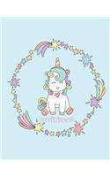 Notebook: Cute unicorn on blue cover and Dot Graph Line Sketch pages, Extra large (8.5 x 11) inches, 110 pages, White paper, Sketch, Draw and Paint