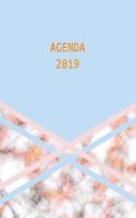 Agenda 2019: Agenda Settimanale Con Calendario 2019 - Marmo Blu Rosa E Oro - 1 Settimana Per Pagina - Da Gennaio a Dicembre 2019(5 Agenda Giornaliera)