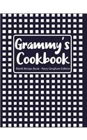 Grammy's Cookbook Blank Recipe Book Navy Gingham Edition