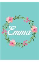 Emma: Personalized Name Floral Composition Notebook Journal for Girls and Women