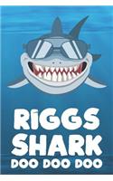 Riggs - Shark Doo Doo Doo: Blank Ruled Name Personalized & Customized Shark Notebook Journal for Boys & Men. Funny Sharks Desk Accessories Item for Writing Primary / Kindergar