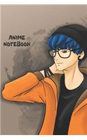 Anime Notebook: Journal with Lined White Paper Art Anime Boy Teenager W/ Glasses