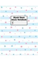 Blank Sheet Music Notebook: Easy Blank Staff Manuscript Book Large 8.5 X 11 Inches Musician Paper Wide 12 Staves Per Page for Piano, Flute, Violin, Guitar, Trumpet, Drums, Cell