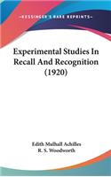 Experimental Studies in Recall and Recognition (1920)