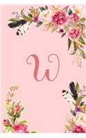 Monogram Initial Letter W Notebook for Women and Girls