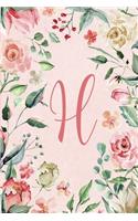 2020 Weekly Planner - Letter H - Pink Green Floral Design: 6"x9" 1-Yr Weekly Calendar, 1 week - 2-page layout, Personalized with Initials.