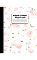 Composition Notebook: White Pink Faux Gold Print Dot Bubbles Mermaid Scales Notebook Lined School Journal 120 Pages - 8'' x 10" - Children Kids Girls Teens Women - Aqua C