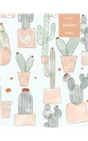 Dot Grid Notes 110 Pages: Cactus Floral Notebook for Professionals and Students, Teachers and Writers - Succulent Pattern - Watercolor Cactus Pattern