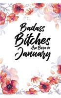 Badass Bitches Are Born In January: Floral Light Water Color Personal Planner 24 month 100 page 6 x 9 Dated Calendar Notebook For 2020-2021 Academic Year. January birthday unique gifts