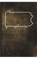 Pennsylvania: 6" x 9" - 128 Pages: Pennsylvania State Silhouette Hand Lettering Cursive Script Design on Soft Matte Cover - Notebook, Diary, Composition Book for 