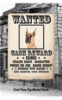 Great Dane Dog Wanted Poster