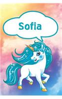 Sofia: Personalized Unicorn Blood Sugar Diet Diary Journal Log Notebook Featuring 120 Pages 6x9