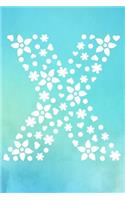X: Initial Monogram Turquoise Watercolor Flower Notebook Floral Dot Grid Writing and Point Matrix Notes Journal Organize for Women and Teens(24 Floral Letter Turqoise Monogram Diary Journals)