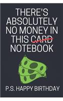 There's Absolutely No Money In This Notebook: Novelty Birthday Gifts / Cards for Kids and Teens: Small Notebook / Journal To Write In and Jot Down Note