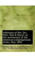 Addresses of REV. Drs. Park, Post & Bacon