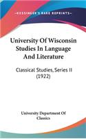 University of Wisconsin Studies in Language and Literature