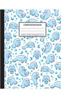 Cute Composition Notebook College Ruled. For Manatee Lovers, White