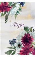 Alysa: Personalized Journal Gift Idea for Women (Burgundy and White Mums)