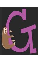 G: Cute Sloth Initial Letter First Name Purple Girl Composition Notebook 100 College Ruled Pages Journal Diary