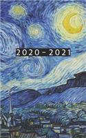 2020 - 2021: Weekly Planner Starting January 2020 - December 2021 5 x 8 Dated Agenda 24 Month Appointment Calendar Organizer Book Soft-Cover Van Gogh Starry Nigh