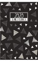 2020 Daily Diary: A5 Day on a Page to View Full DO1P Planner Lined Writing Journal - Black & Neutral Doodle Triangles(43 2020 Daily Diaries)
