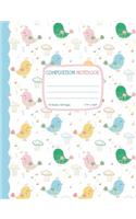 Composition Notebook: Cute Birds Wide Ruled Composition Book (Legal Ruled) One Subject, Soft Cover 50 sheets / 100 pages, 7.44" x 9.69" (18.9 x 24.6 cm) for School, Journ