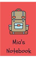 Mia's Notebook: Compass Cover 6x9" 100 lined blank pages personalized journal/notebook/drawing notebook for Mia