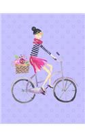 Paris Girl On Bike Notebook - 4x4 Quad Ruled