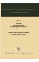 Untersuchungen Zur Sprache Von Kants 