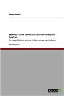 Weblogs. Eine kommunikationstheoretische Analyse: Ein neues Medium und das Problem seiner Beschreibung