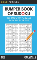 Gold Puzzles Bumper Book of Sudoku Volume 2: 250 sudoku puzzles from easy to extreme difficulty for adults Perfect for travel Easily fits in your holiday bag