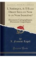 L'AmÃ©rique, A-T-Elle Droit Sous Ce Nom a Un Nom IndigÃ¨ne?: Documents Cartographiques; Documents Linguistiques (Classic Reprint)