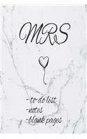 Mrs: Journal With Rustic Interior For Notes, Reminders And To Do Lists For Future Brides