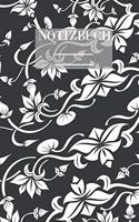 Notizbuch Garten Muster Pattern Pflanzen Blumen Pflanze Flower Blüte Schwarz Weiss