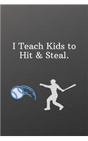 I Teach Kids to Hit & Steal.: Weekly Meal Planner for Personal or Family Meal Organization - Sports Notebook-6x9 120 pages