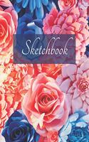 Sketchbook: Colorful Flowers Pattern, Large 8.5 x 11 inch, 110 Blank Pages