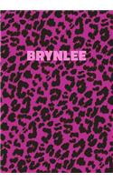 Brynlee: Personalized Pink Leopard Print Notebook (Animal Skin Pattern). College Ruled (Lined) Journal for Notes, Diary, Journaling. Wild Cat Theme Design wi