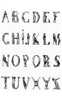 Small Hexagon Paper Notebook: Human Alphabet Art cover